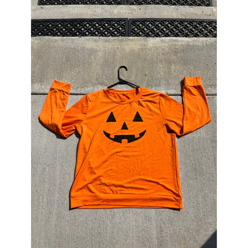 Halloween Jack-O-Lantern Pumpkin Face Orange Sweatshirt Mens 2XL Long Sleeve